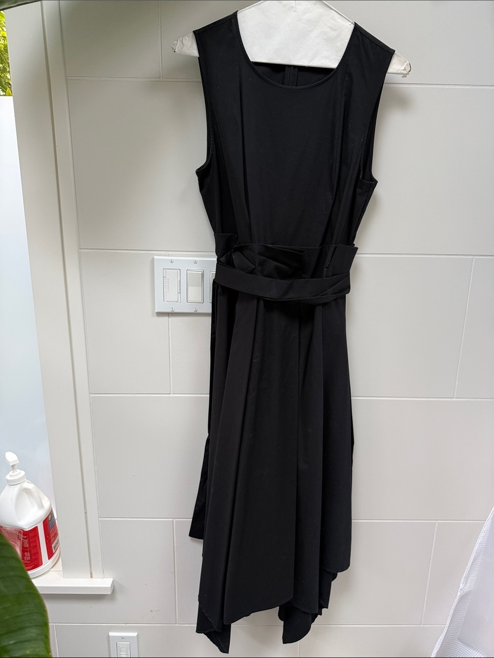 COS Black Sleeveless Belted Midi Dress
